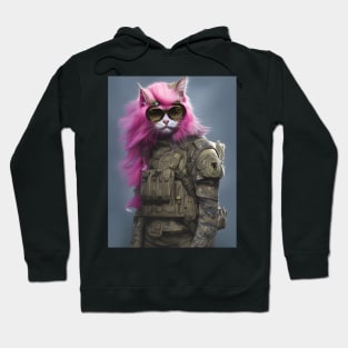 Soldier Cat - Modern Digital Art Hoodie